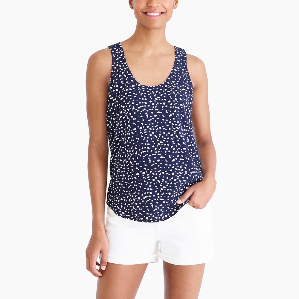 J. Crew Factory Polka Dot Sleeveless Top Navy